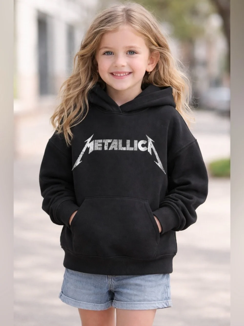ZARA Kids Black Metallica Hoodie Sweatshirt NWT Size 6